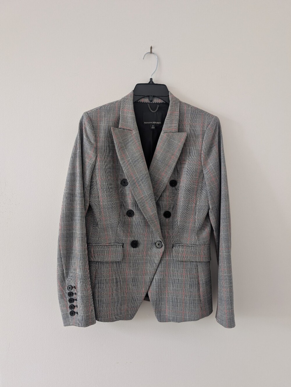 Banana Republic Double-Breasted Glen Plaid Blazer